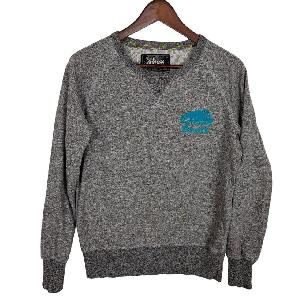 Roots Canada Heather Gray Crewneck Pullover Sweatshirt Sweater Women's Medium